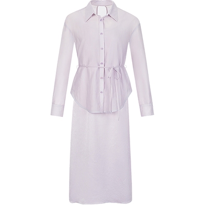 紫色莱赛尔小个子衬衫女KBNE2025夏季新款洋气套装慵懒气质上衣女