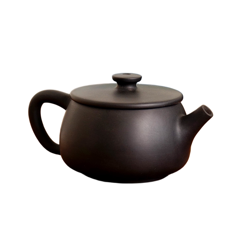 建水紫陶茶壶纯手工石瓢壶大口汉瓦壶非紫砂茶壶原矿名家单壶茶具