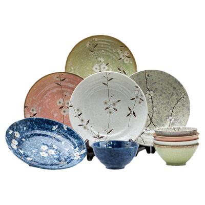 MinoYaki早春雪花釉餐具10件套