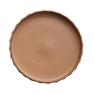 复古手工陶土圆盘家用菜盘骨碟餐厅西餐沙拉盘冷菜小碟大号牛排盘