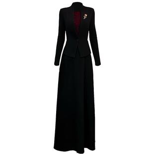 黑色秋冬长裙女2025新款气质宴会连衣裙显瘦好看冬装气质长裙155