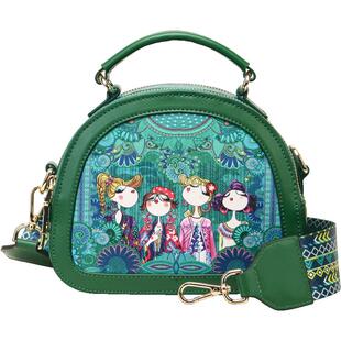 卡秀原创时尚印花手提包2025新款百搭宽肩带韩版女包单肩斜挎小包