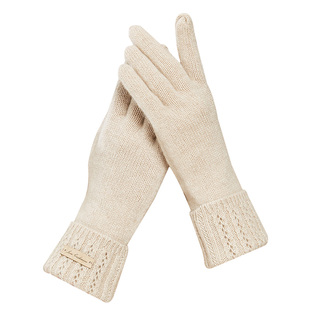 恒源祥纯羊绒手套冬季女士防寒保暖加厚冬天开车毛线针织手套送礼