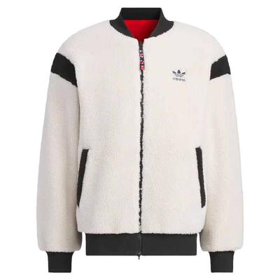 阿迪达斯三叶草男女2024新年联名款仿羊羔绒双面穿夹克外套IX4215