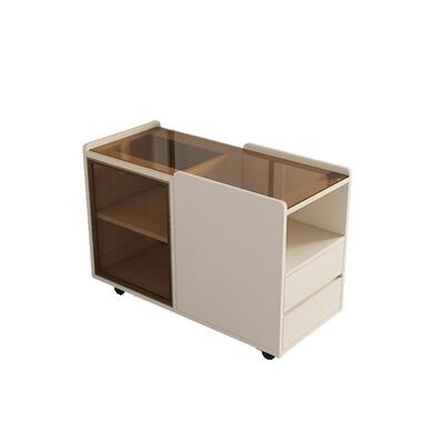 槃纹轻奢岩板玻璃沙发边柜