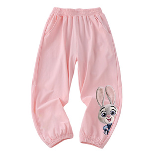 女童男童纯棉防蚊裤运动裤春夏季薄款儿童装动物城朱迪宽松长裤子