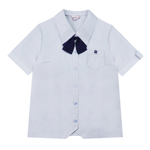 樱花家族原创jk衬衫【品川女子】浅灰蓝日系学院风显瘦衬衫短袖女