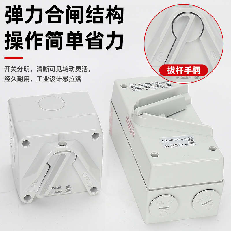 澳标工业拨把式20A曲架制UKF1茶餐厅F4厨房设备WP1防水63A开关35A