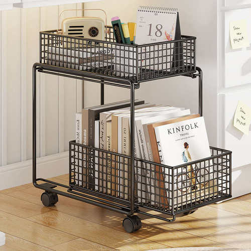 简易儿童书架置物架落地可移动桌下书桌收纳学生教室宿舍小书柜