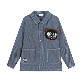 马拉丁童装儿童外套2025秋装新款男女大小童趣味牛仔衬衫外套