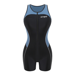 高端专业竞速泳衣女款连体平角微胖女孩遮肉游泳馆专用无袖游泳衣