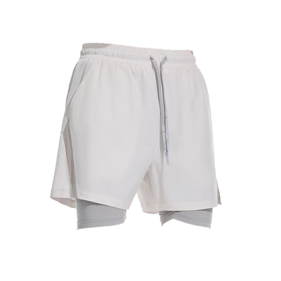 高弹力假两件运动短裤男士