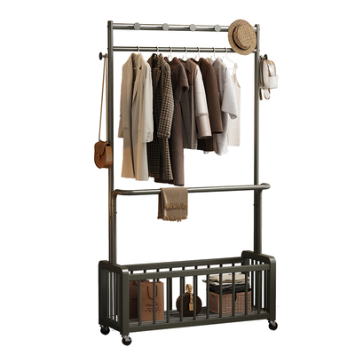 【加粗玄武钢】真承重移动衣帽架