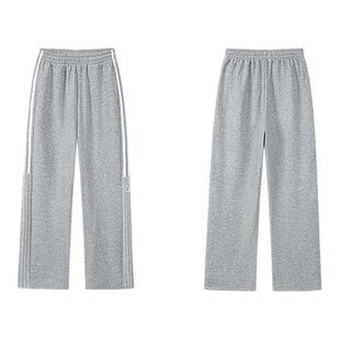 笛莎官旗青少年女孩2025秋冬新款加绒百搭休闲直筒卫裤刺绣长裤子