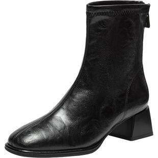 Bata弹力瘦瘦靴女2025冬季商场新款通勤百搭粗跟时装靴AAH40DZ5