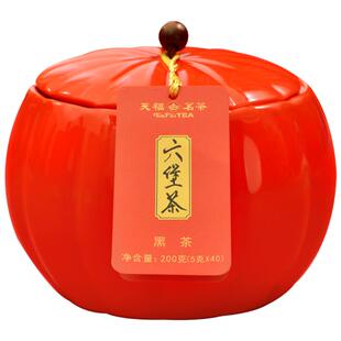 天福茗茶瓷罐六堡茶黑茶 广西梧州黑茶特产散茶礼盒装茶叶200g