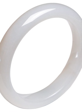 天然和田玉手镯灰白玉平安镯