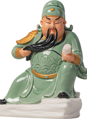 国潮陶瓷关公摆件文武财神关羽