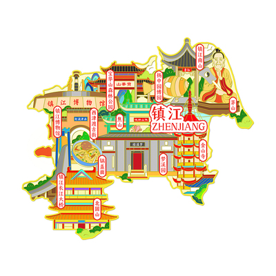 （有版权）江苏镇江城市金属冰箱贴北固山西津渡古街文创旅游礼品