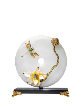 高端玉石平安扣摆件客厅装饰品