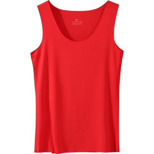 花花公子大红色莫代尔背心男士属马年本命年无痕打底内穿结婚汗衫