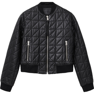 ALLSAINTS女士休闲皮衣Carly飞行员夹克外套2025冬新款W013LD