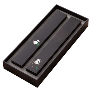 螺钿熊猫镇纸书法专用国画压纸镇尺礼盒包装文房四宝专用镶嵌黄铜实木定制刻字高档书法用品送学生新年礼物