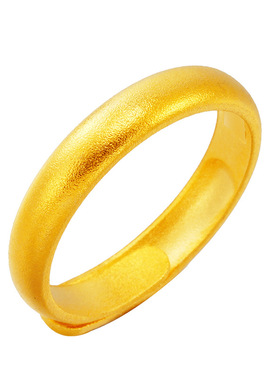 古法磨沙哑光戒指男女款素圈活口对戒情侣金色礼物送女友气质时尚