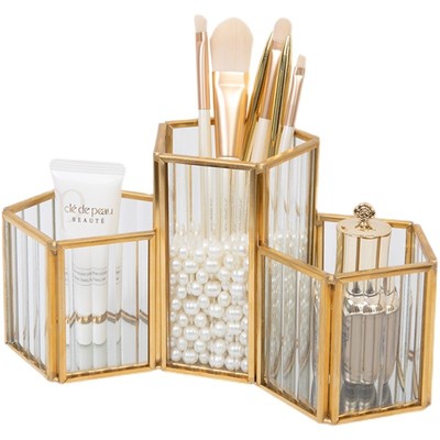 北欧玻璃化妆刷收纳桶桌面口红盒