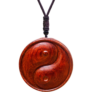 太极吊坠木质木雕阴阳鱼项链乾坤阴阳太极图圆牌挂坠挂件钥匙扣饰