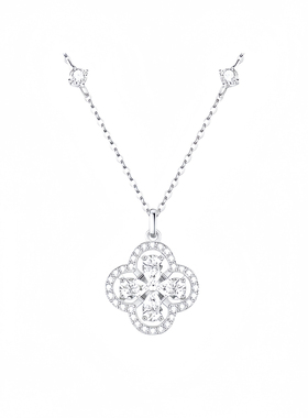 月售500条纯银幸运四叶草锁骨链