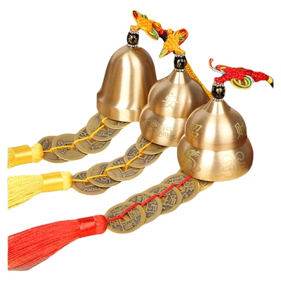 纯铜葫芦风铃挂件招财五帝钱铃铛
