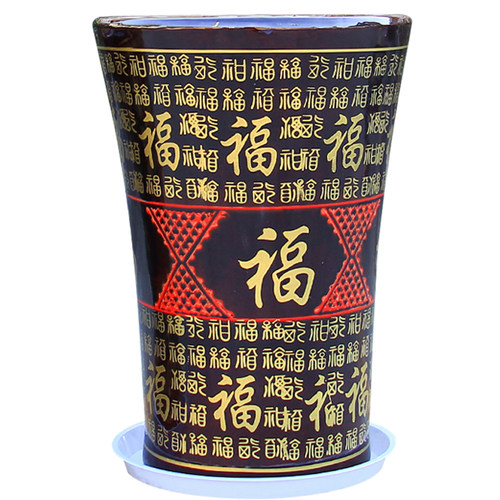 加厚陶瓷花盆中式复古福字大号种树家用客厅绿植专用盆高档落地