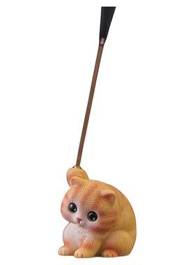 创意功夫猫咪线香插摆件