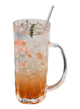 树皮纹带手柄玻璃水果茶杯