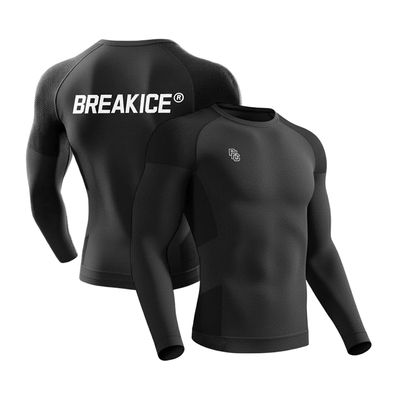 破冰正品鲨鱼纹无缝提花健身长袖