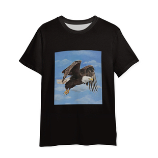 老鹰印花短袖男款新款t恤衫透气百搭男士T恤休闲上衣青年2026新款