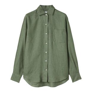 Loro Piana/诺悠翩雅男装绿色亚麻尖领长袖时尚休闲衬衫