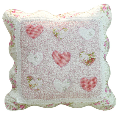 田园办公室全棉可拆洗心型抱枕