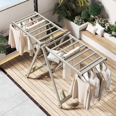 晾衣架落地折叠家用可移动加厚加粗阳台防风凉衣杆室内晒被子衣架