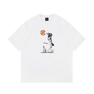 CLOTTEE by CLOT水墨仙鹤国风短袖t恤男女夏季凉感纯棉圆领上衣K