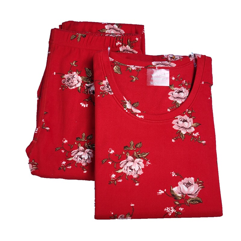 亮荘长袖女士印花新疆棉秋衣套