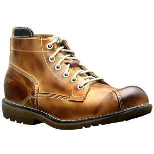 霸气款透气无内里英伦复古矮绑真皮短靴子工装鞋秋冬款男鞋