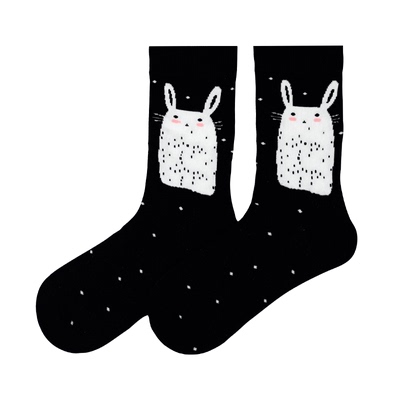Walki踩点雪兔夜行甜酷中筒女袜