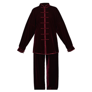 秋冬加厚南韩金丝绒太极服女练功服春秋男款不倒绒武术太极拳服装