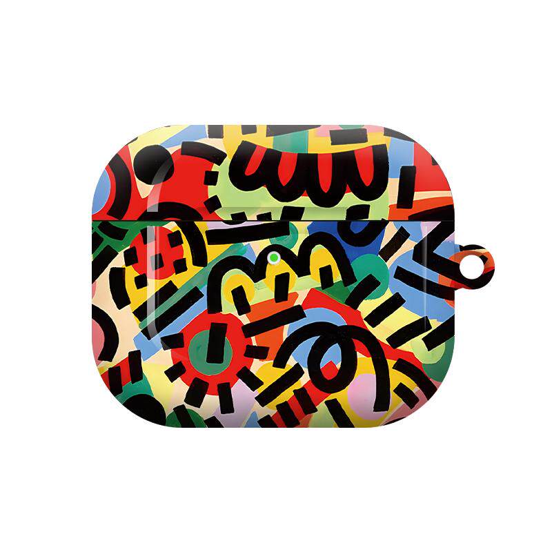 复古字母涂鸦潮流简约ins风艺术简约适用于AirPods3代耳机壳AirPodsPro第二代/一代保护套光面硬壳AirP