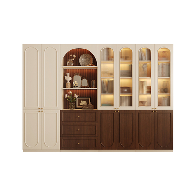 暧逸法式奶油风书柜实木客厅边柜