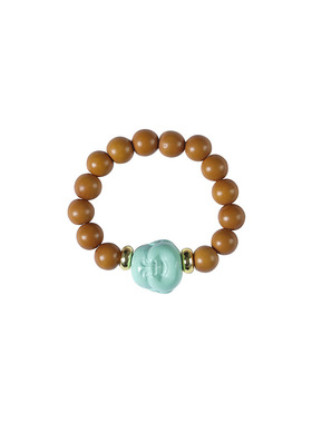 禅木匠小弥勒橄榄核玛瑙弹力戒指