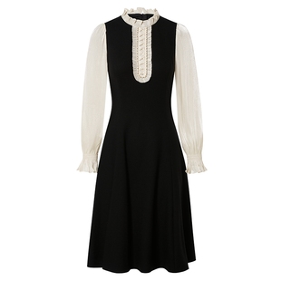 La Koradior拉珂蒂女时尚秋冬新款法式气质桔梗裙收腰显瘦连衣裙