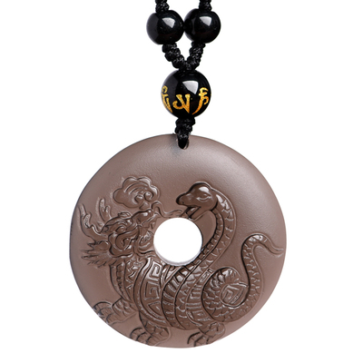 天然黑曜石属水吊坠北方水神玄武